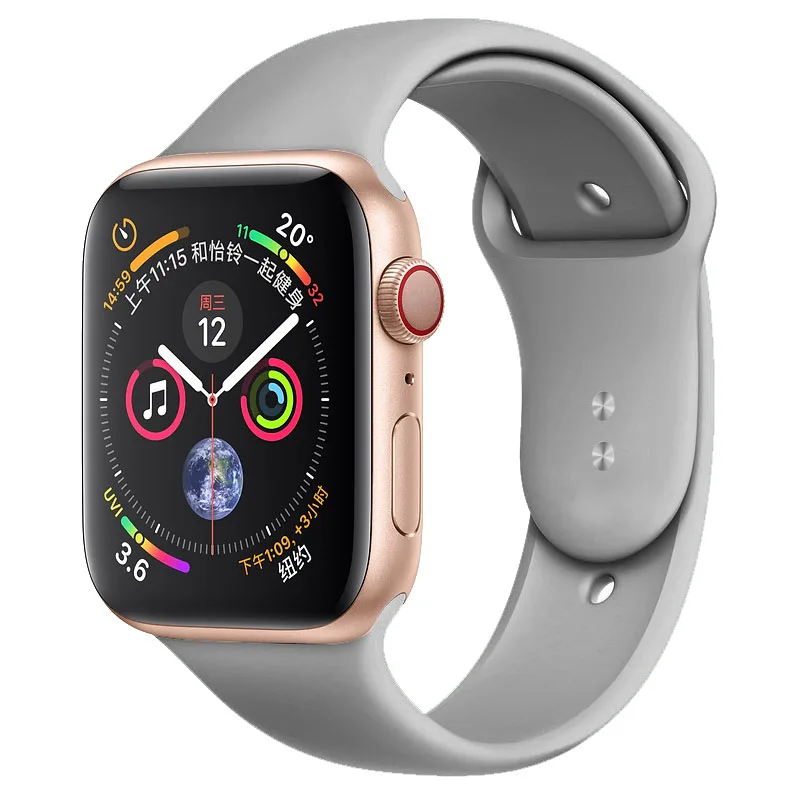 Силиконовый ремешок для Apple watch band 4 3 44 мм 40 мм iwatch band correa 42 мм 38 мм браслет для Apple watch 4 3 2 аксессуары - Цвет ремешка: Gray