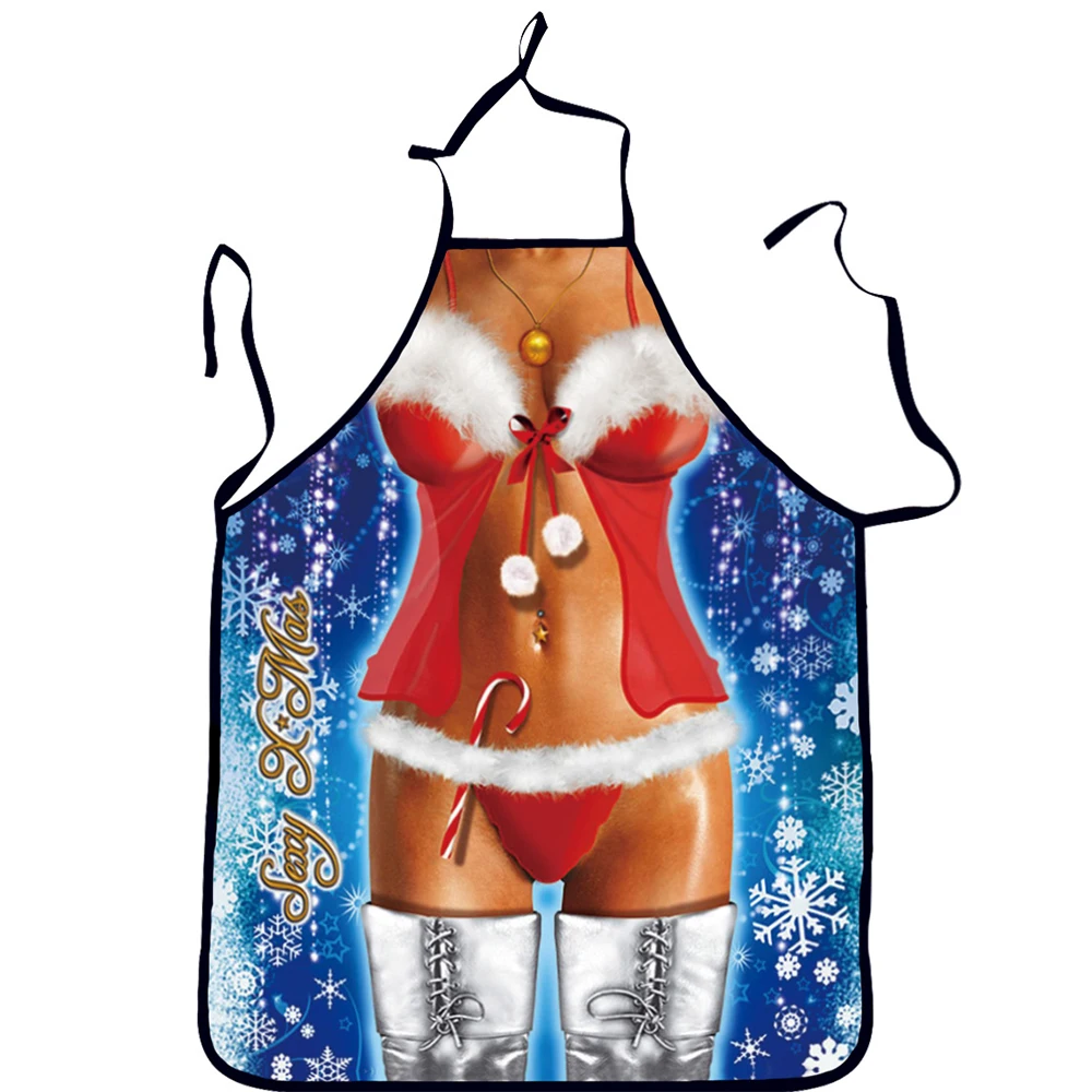 Aprons Polyester BBQ Cleaning Protection Cooking Funny Home Kitchen Supplies Printed Christmas Gift - Цвет: WQ075