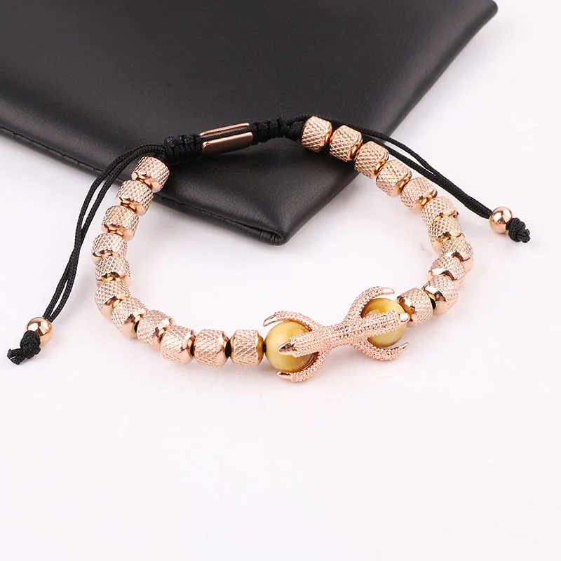 New Design High Quality Stainless Steel Beads Claw Charm Adjustable Macrame Bracelet Men - Image 4
