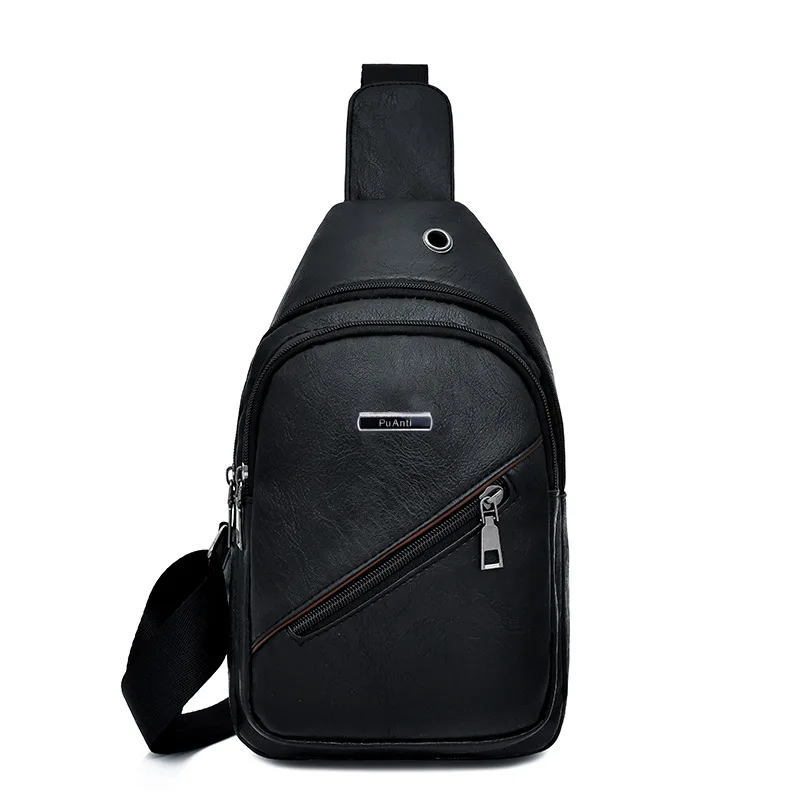 

2019 Men Chest Bag Fashion Casual Crossbody Bag Trendy Bag Chest Pu ruan pi bao New Style Business Men's Fashion