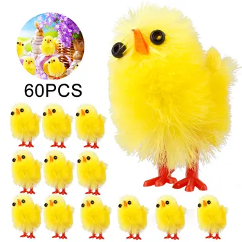 

60 Pcs Easter Lovely Mini Chicks Set Decoration for Eggs Party Favors Gifts for Kids Chicken Decor Decorative Tool