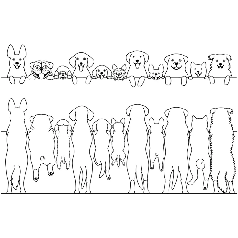 Azsg Different Kinds Of Dogs Cutting Dies Clear Stamps For Diy