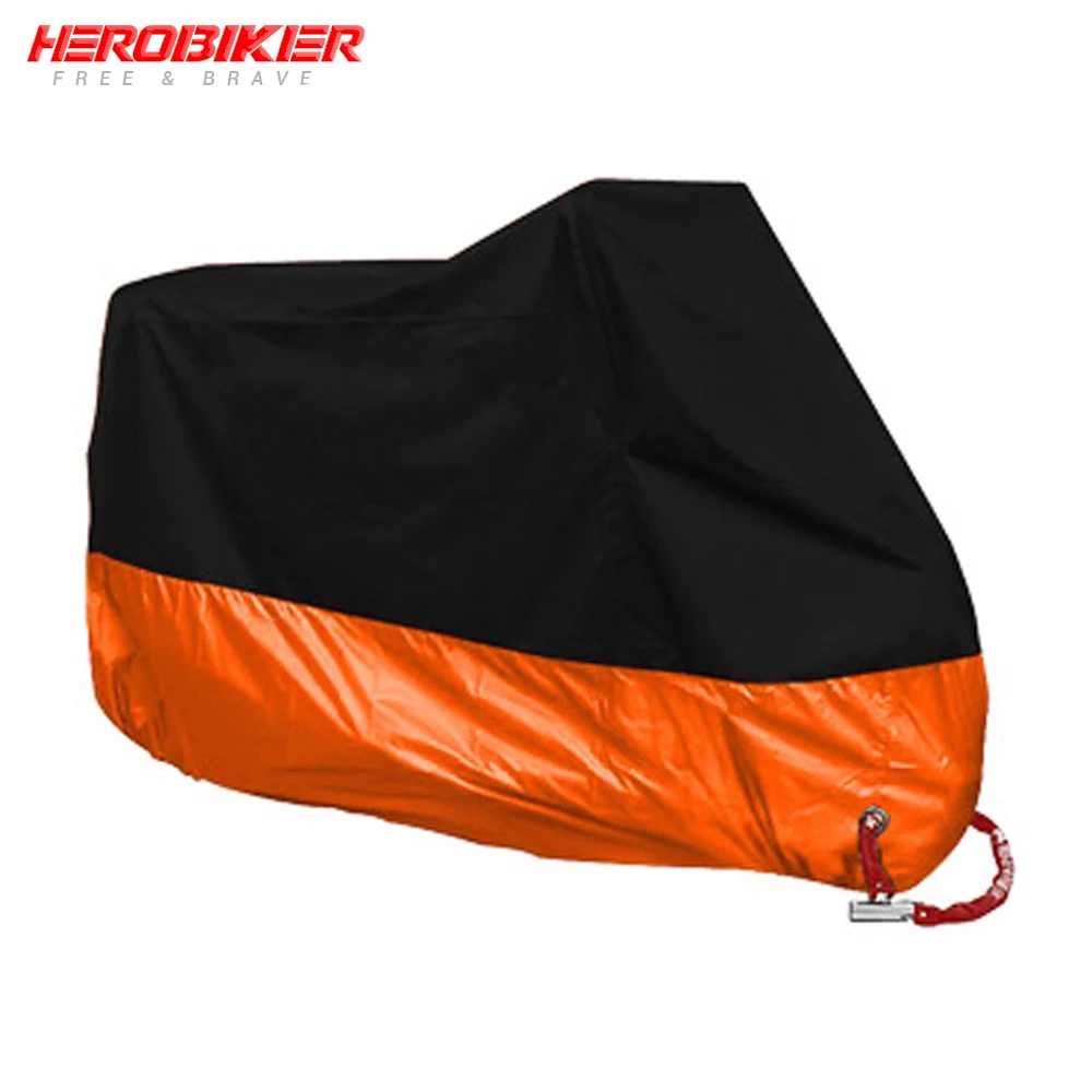orange HEROBIKER мотоциклетный чехол для велосипеда всесезонный Водонепроницаемый Пылезащитный УФ защитный внутренний открытый мото скутер мотоциклетный дождевик - Цвет: orange