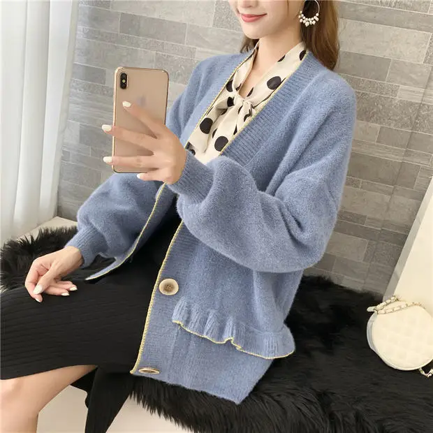Распродажа, женские Свитера и кардиганы, Feminino Blusas De Inverno Feminina, новинка, 9458 чистый цвет, вязаный кардиган на 70 пуговицах