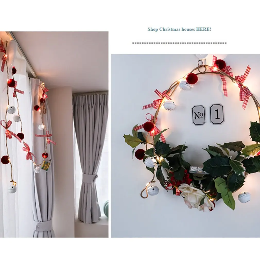 

New Silver Copper Wire Hair Ball Bell String LED Light String Christmas Wedding Fairy Garland Home Decoration Light