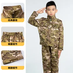 Children Camouflage Clothes Autumn And Winter Plus Velvet Warm Jacket For Outdoor Sports Training Tactical Military Uniform Suit