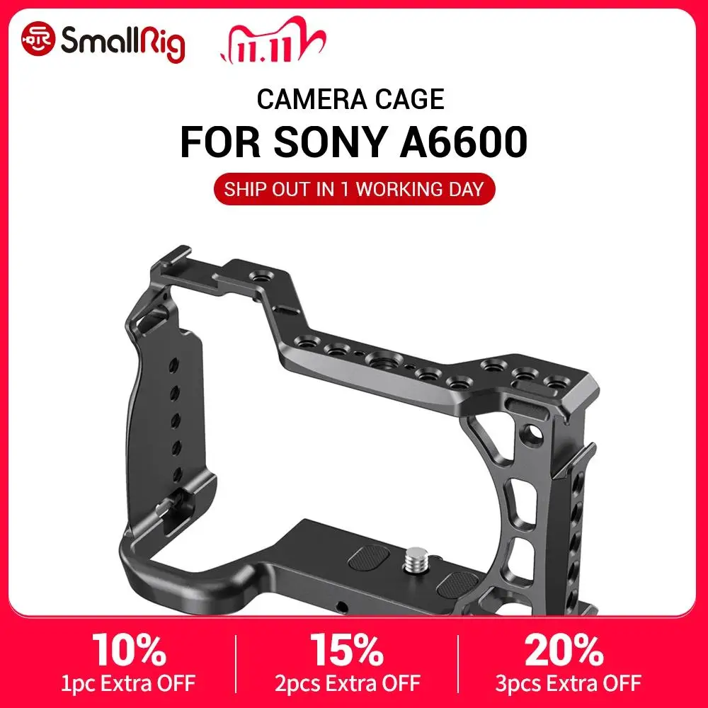 

SmallRig A6600 Camera Cage for Sony A6600 With Cold Shoe Mount 1/4 Thread Holes for Microphone Flash Light DIY Options 2493