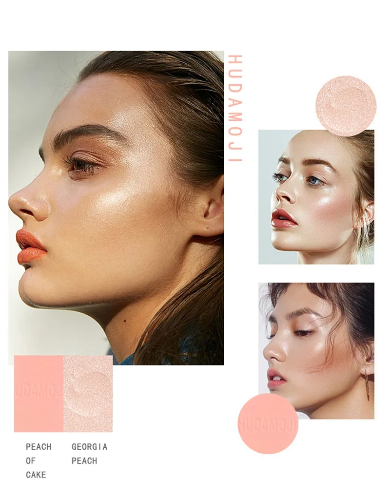 

HUDAMOJI Peach Blush Palette Highlight Blush Nose Shadow Silhouette Brighten Eye Shadow All-in-one Repair Face Makeup TSLM2
