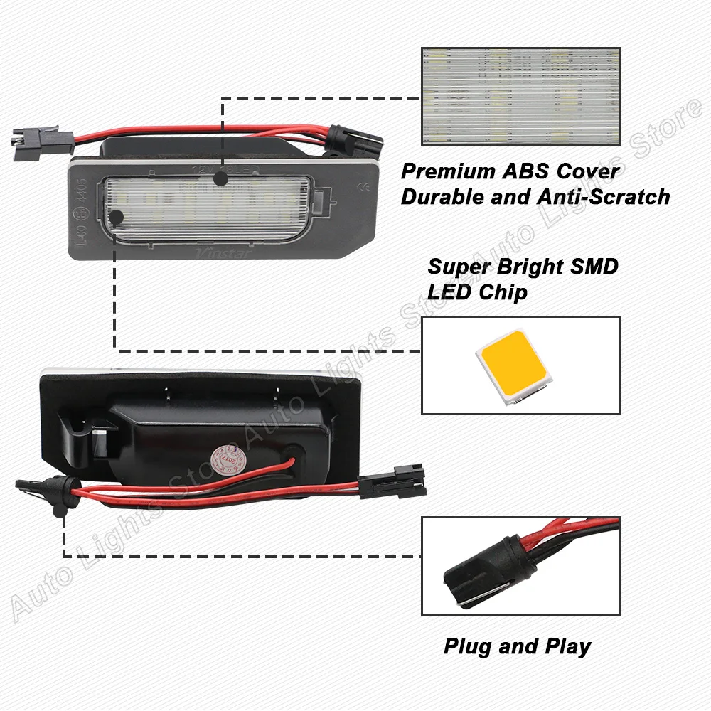 2x 18 SMD LED Number License Plate Lights For Renault Megane MK2 MK3