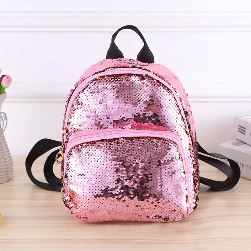 pink Женский мини-рюкзак из кожи с милыми пайетками, школьные сумки с двойным плечом для девочек-подростков, рюкзаки для путешествий, детские рюкзаки - Цвет: pink