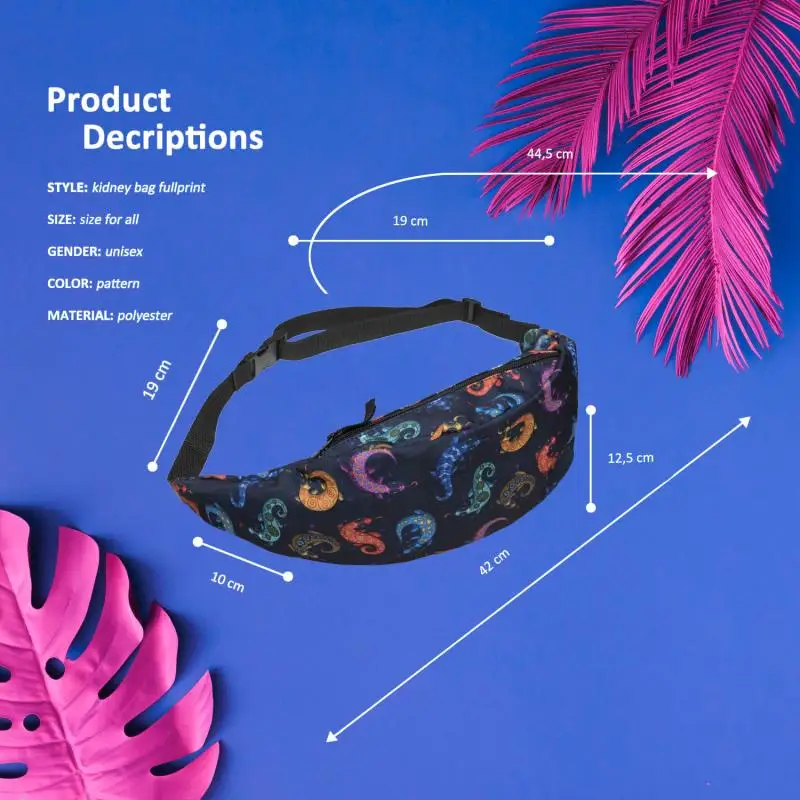 Oxford Black Amoeba Painted Design Makeup Brush Kids Waist Bags Fanny Pack 2019 Belt Bag
