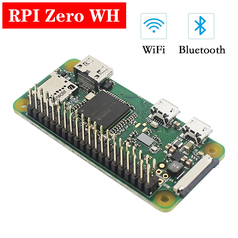 

New Arrival Raspberry Pi Zero WH with 1GHz 512Mb RAM Build-in WiFi&Bluetooth with 40Pin Pre-soldered GPIO Headers Pi Zero Wh