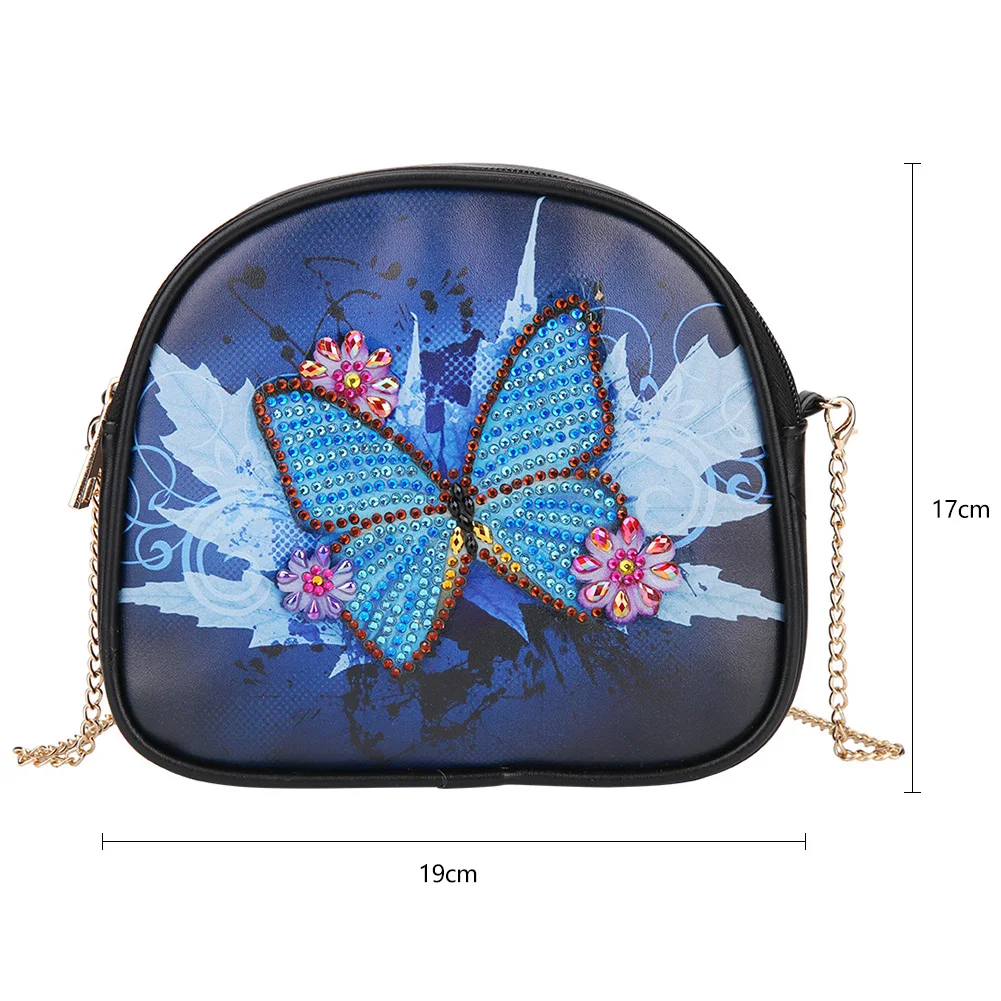 5D Diamond Painting Butterfly Flower Leather Crossbody Chain Bags