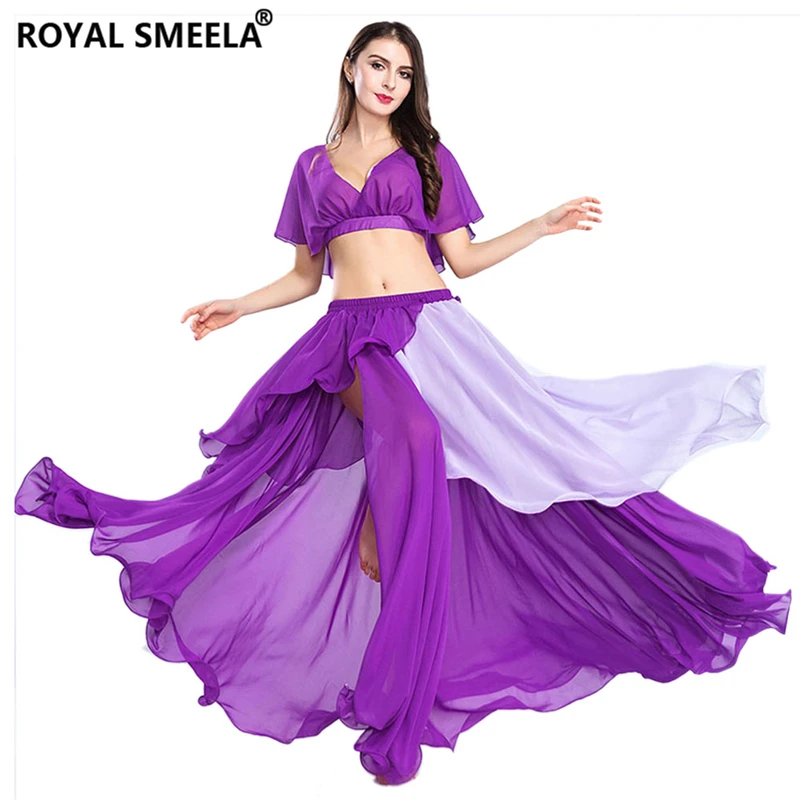 

Women Chiffon bellydance practice wear belly dancer costume belly dancing top skirt belly dance training dress practice clothes