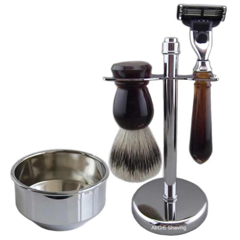 Hawksbill Color set Silvertip Барсук щетка для волос из нержавеющей стали набор для бритья чаша-держатель чашка кружка аксессуары для ванной комнаты - Цвет: Hawksbill Color set