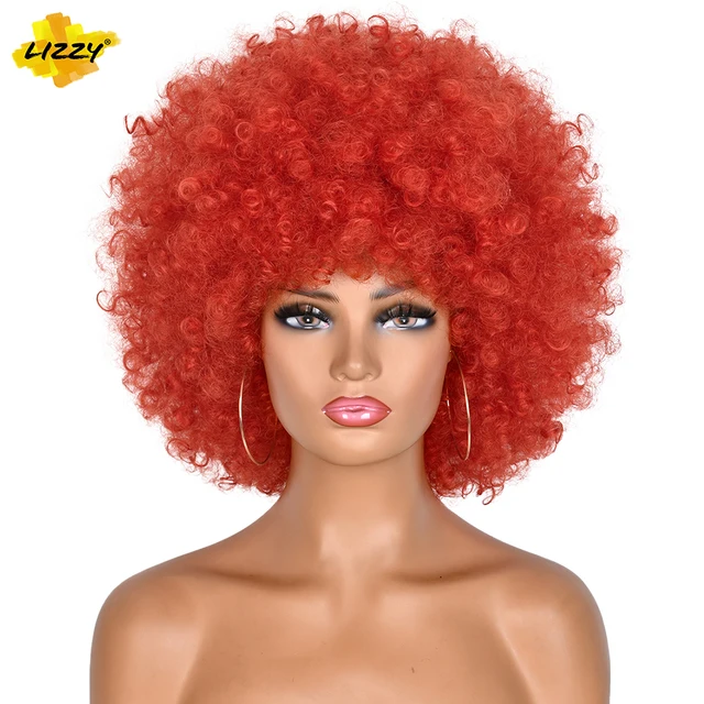 Short Afro Kinky Curly Hair Wigs For Black Women African Synthetic Fluffy And Soft Natural Looking High Temperature Wig Lizzy Red 2