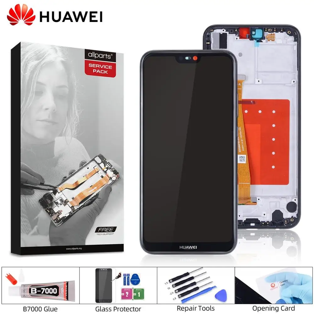 Pаспродажа Дисплей для HUAWEI P20 Lite lx1 lx1 Nova 3e font b LCD b font в сборе с тачскрином на рамке Оригинал 5.84 черный порошок синий золото