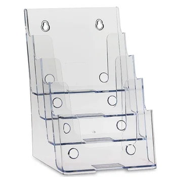 

Clear 4-Tier Brochure Holder Literature Holders Flyer Holder Plastic Display Stand for 6 inch W X 9 inch H - Half-Page - Materia