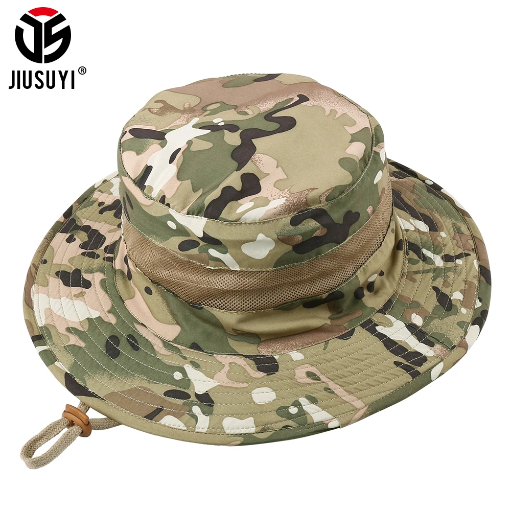 Multicam Camouflage Tactical Bucket Hats Mesh Quick Dry Cap Army