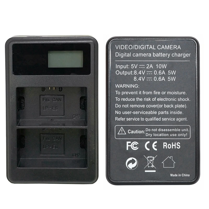 Батарея ЖК дисплей двойной Зарядное устройство для Canon LP E6 E6N LC E6E и