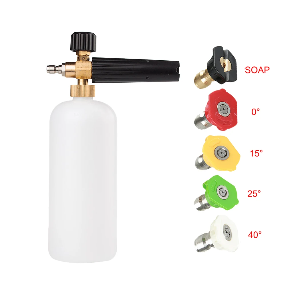 High Pressure Snow Foam Lance Foam Generator 1/4" Quick Release Foam Gun with 5 Spray Nozzles for High Pressure Car Washer