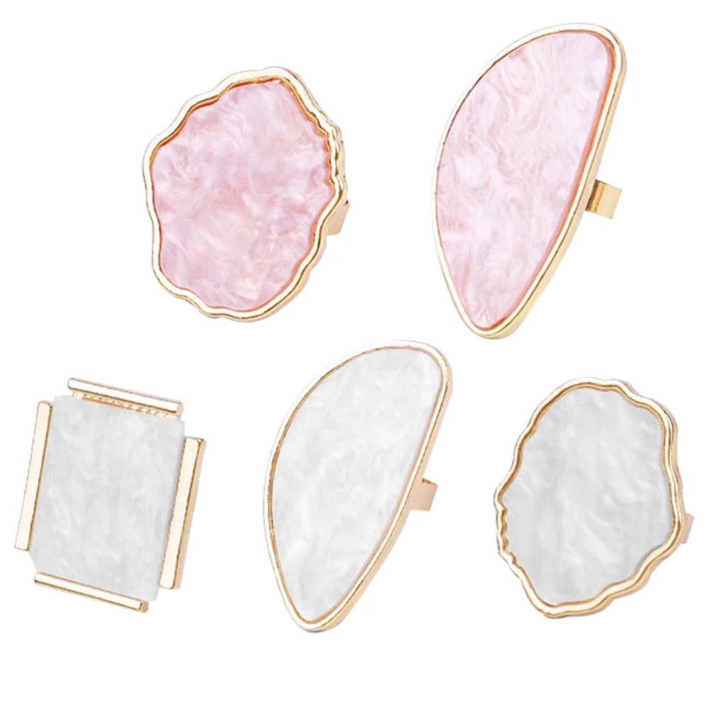 

5PCS Manicure Palette Colour Modulation Tool Shell Ring Nail Palettes Nail Art Ring Palettes Nail Paint Plates for Store Girl Ho