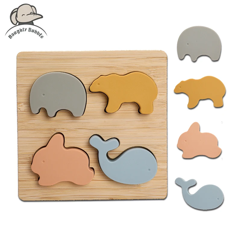 3D Cartoon Animal Puzzles Toys Silicone Jigsaw Puzzle Toys for Children Board Games Montessori Educational Toys Baby Blocks Gift