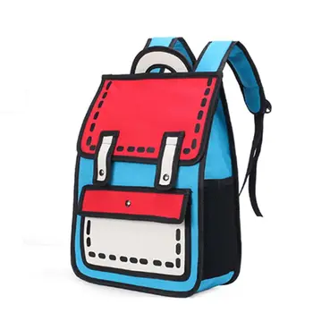

Cartoon Drawing Paper Backpack School Bag Daypack Laptop Travel Bookbag for Teenager Girls