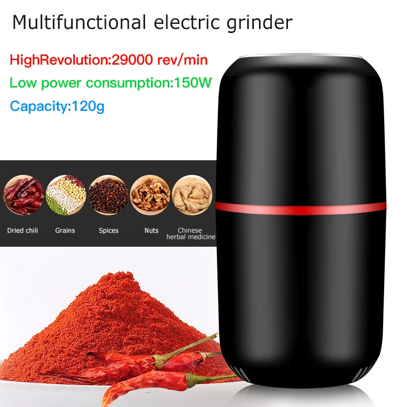 Molinillo Eléctrico de café 29000Rev, capacidad de 120 gramos, Mini granos de cocina potentes, especias, nueces, semillas, molino de molienda, hierbas y nueces
