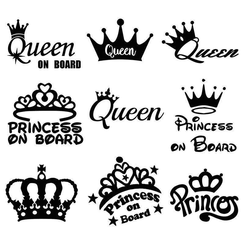 WaveHands Queen Корона авто окна Стикеры с изображением мультяшного автомобиля s для