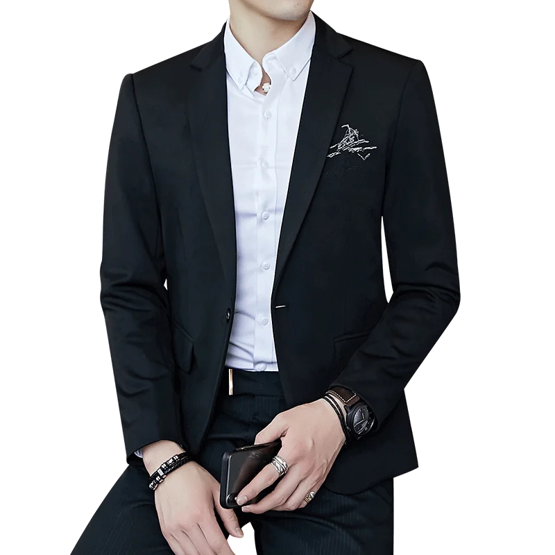 

Pure Color men Blazer jacket Embroidery Pattern Suit Coats mens Slim Elegant men Suit Jacket Asia size S M L XL XXL XXXL