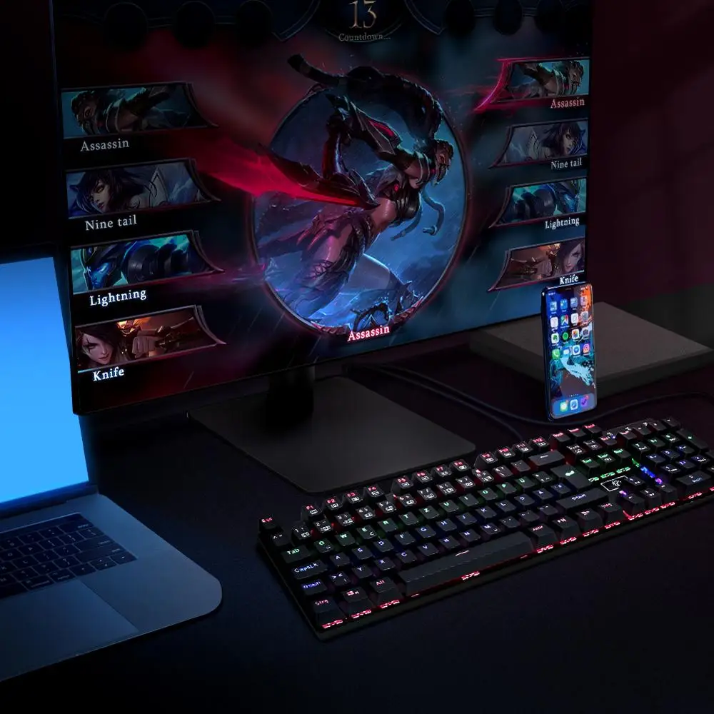 Механическая игровая клавиатура Z88 с 105 клавишами Немецкая раскладка QWERTZ