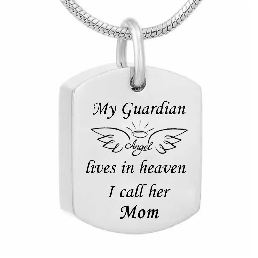 Памятное ожерелье с квадратным кулоном в виде кремации надписью My Guardian Angel