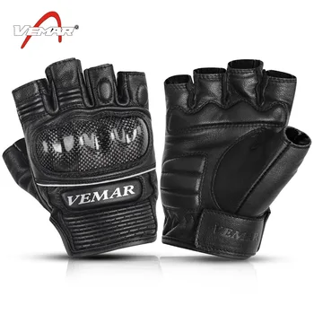 

Summer motorcycle riding genuine leather gloves locomotive sheepskin half finger cowhide racing Knight breathable anti-Fall men