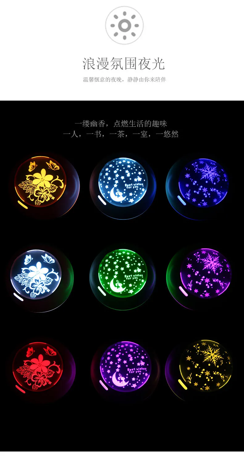 Colorful Projection Light Aroma Diffuser Ultrasonic Household Aromatherapy Humidifier Mini Essential Oil Aroma Diffuser Gift Cus