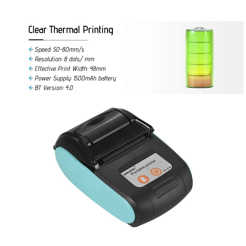 

58mm Ticket Practical IOS Android Thermal Printer Portable Shop Wireless Bluetooth Mini Supermarket Rechargeable Receipt Machine