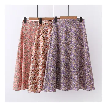 

Rustic little flowers print colorful chiffon skirt
