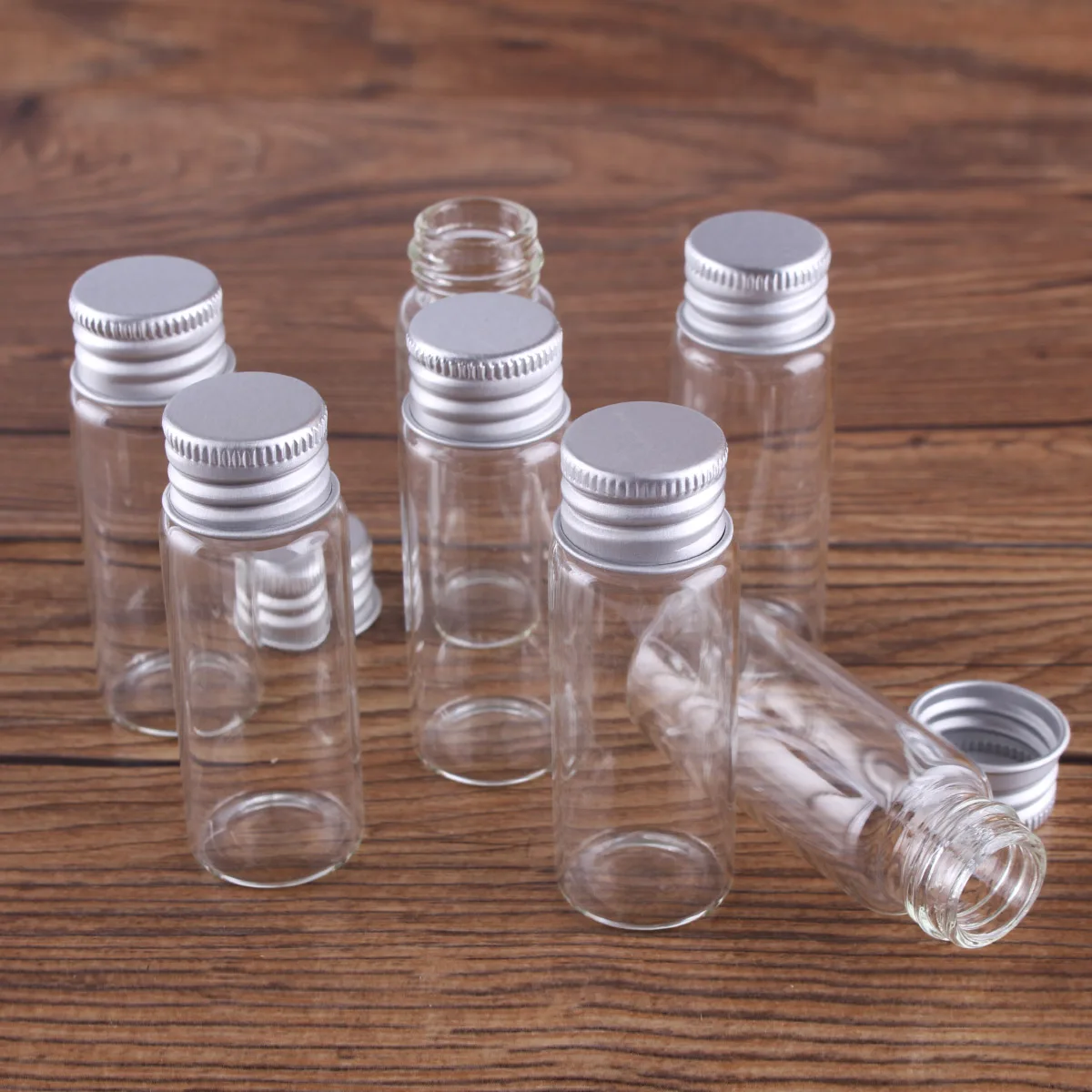 48pcs 14ml Glass Bottles with Aluminium Caps Mini Glass Jars Tiny