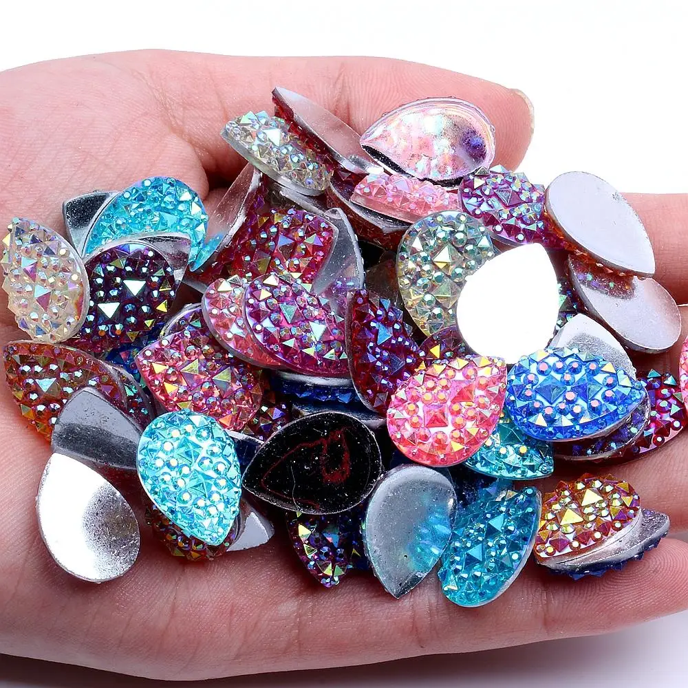 

Tear Drop 13x18mm 100/40pcs Flatback Resin Rhinestones Non Hotfix Glue On Beads DIY Scrapbooking Crafts Jewelry Accessories
