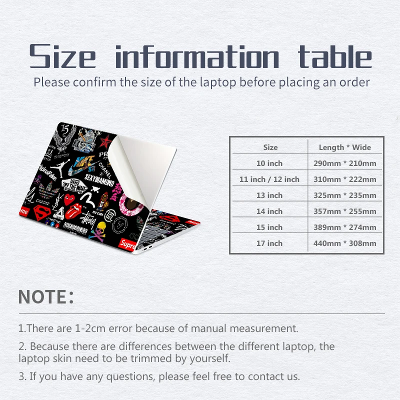 DIY Laptop Stickers Vinyl Film For Macbook /Lenovo/ASUS 11.6"13.3"14"15.6"17.3"