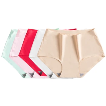 

Okwish 5Pcs Set Women Seamless Panties Ice Silk Mid Waist Briefs Knickers Underwear Pants Sexy Female Panty 5 Colors