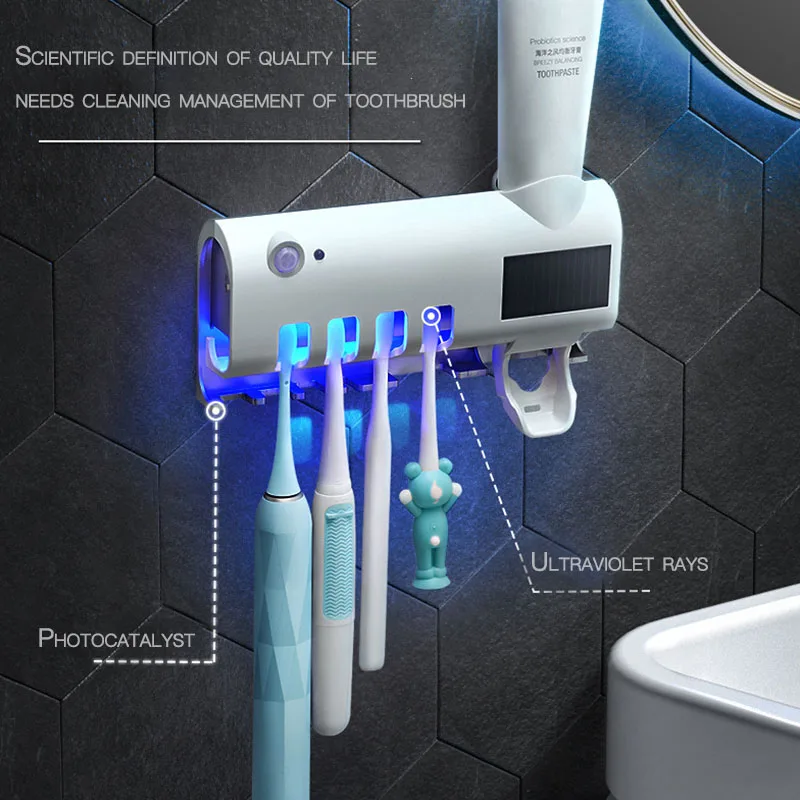 Настенная подставка для зубных щеток, автоматический диспенсер для зубной пасты с дезинфекцией, стеллаж для хранения зубных щеток, аксессуары для ванной комнаты, инструмент
