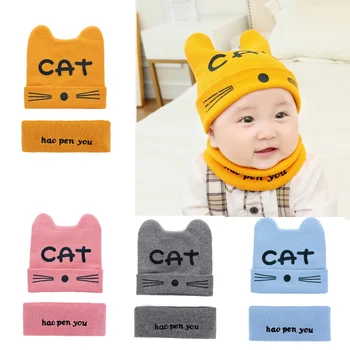 

6 Colors Eslatic Headscarf Cotton Baby Caps&hats With Baby Bibs Set Pink Yellow And Sky Blue For Newborn Infant