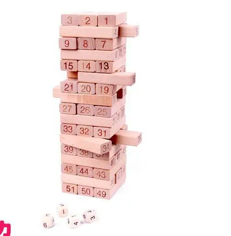 

51 Grain Building Blocks with Numbers Bricks Pro Dx29 Logs Stack-up Jenga Casual Wooden Toys 1.0