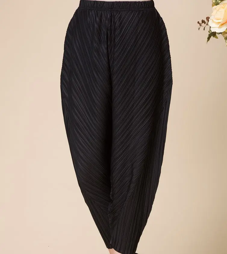 [LANMREM] Новинка года; сезон весна-зима; модные однотонные свободные женские брюки-карандаш больших размеров; PA631 - Цвет: black