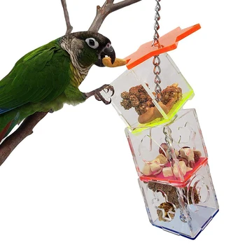 

Pet Creative Hanging Treat Foraging Toy Small And Medium Bird Enrichment Transparent Acrylic Food Holder Feeding Supplies