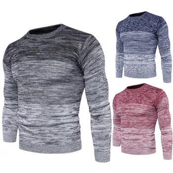 

2019 new men's gradient sweater coat pullover men's round neck sweater