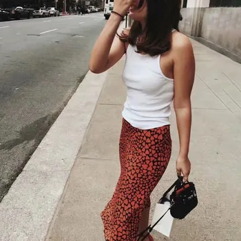 

Blogger ~ Money 2020 Summer 100~ Silk Printing Joker Lotus Leaf Edge Medium Length Half Body Skirt 190279