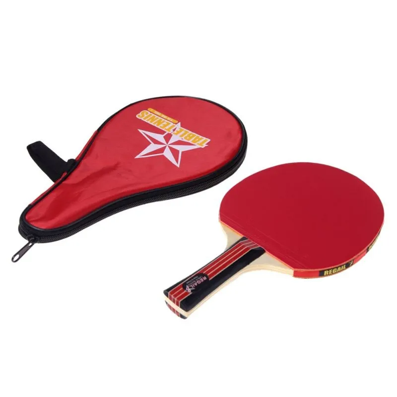 Ракетка для настольного тенниса с длинной ручкой, ракетка для пинг-понга+ водонепроницаемая сумка, красная Крытая настольная теннисные принадлежности