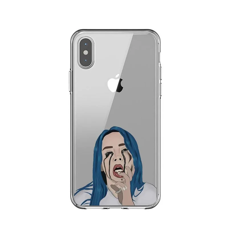 TPU Billie eilish Радуга blohsh океана глаз чехол-накладка на заднюю панель из силикона и мягкого ТПУ с крышкой чехол для iPhone X 5 5S SE 6 6S Plus 7 8 плюс XS MAX XR - Цвет: TPU